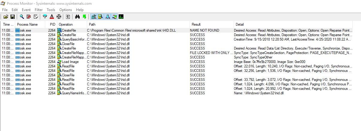 osk.exe HID.dll Hijack